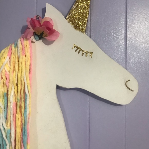 Wooden Glitter Unicorn Hairbow Holder - Picture 2 of 2